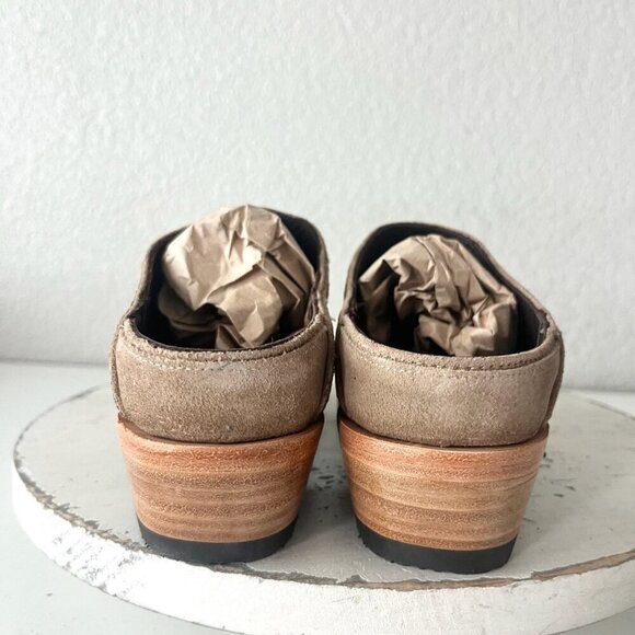 Lane Plain Jane Mule Womens 7 Latte Suede Cowboy Boots Western Slip On Short - Picture 3 of 12